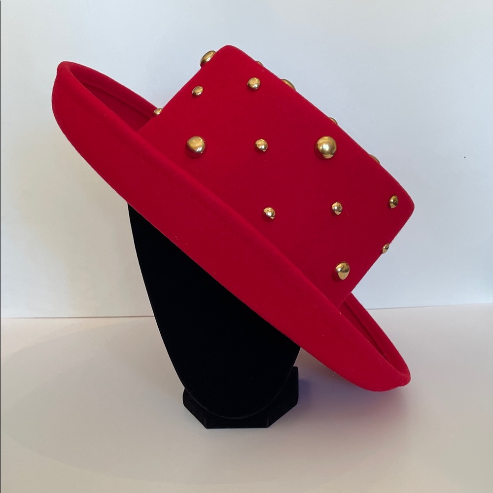 Betmar Red Hat with Gold Studs